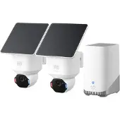 Eufy SoloCam E42 + HomeBase S380, caméra IP de sécurité, intérieure et extérieure, sans fil, plafond/mur, blanche, forme sphérique