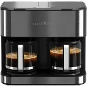 ProfiCook Machine à café double | 3,6L | jusqu'à 32 tasses | 2 systèmes de préparation séparés | Machine à café filtre | 2000W | PC-KAD 1308, finition inox noir
