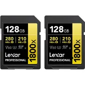 Lexar Professional SDXC 1800x GOLD 128 Go 210 Mo/s - Lot de 2