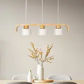 LumenXL Suspension 3 lumières en bois et blanc - Rosie