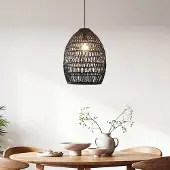 LumenXL Lampe suspendue en rotin noir - Hinra