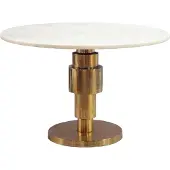 Wohnling Table basse dorée 60 cm avec plateau en marbre blanc Table de salon ronde Table de canapé en aluminium moderne Table d'appoint en aluminium Design Fait main