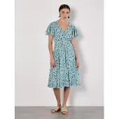 Apricot Robe bleu / vert / blanc cassé