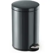 Durable Poubelle ronde à pédale en métal 12L, Gris, 341158