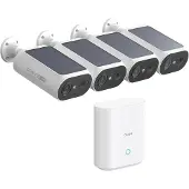 Aosu Lot de 4 caméras solaires + station d'enregistrement 32 Go P1 SE SL-C8E-4H