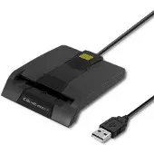 Qoltec 50634 Puce d'identification intelligente (USB-C), Lecteur de carte mémoire, Noir