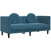 vidaXL Canapé 2 places avec coussins bleu velours