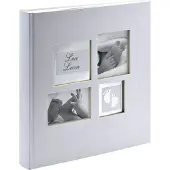Walther design Album Photo Naissance traditionnel à coller Little Foot Argent pour 216 photos, Album Photo