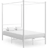 vidaXL Cadre de lit à baldaquin sans matelas blanc 140x200 cm métal