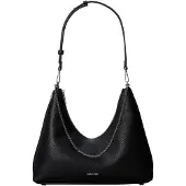 Calvin Klein Sac bandoulière 'Chain Strap Pebble Grain Hobo' noir / argent