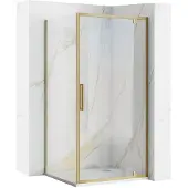 REA Cabine De Douche Rapid Swing Brush Gold 90x80