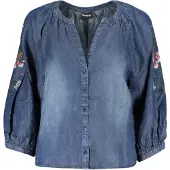 Desigual Chemisier bleu denim / rouge / blanc
