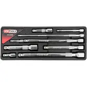 Ks Tools Jeu de rallonges basculantes 1/4"+3/8"+1/2" CHROMEplus 9 pces - 918.0009