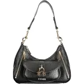 GUESS Jeans sac Jessa noir grainé, porté épaule, poches zip