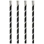 Papstar Paille en papier avec cuillère, Pailles, Noir