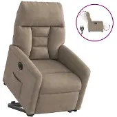 vidaXL Fauteuil relax releveur électrique Taupe Tissu microfibre