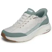 SKECHERS pour femme. 150404 Baskets Slip-Ins: Contour Foam - Cozy Fit blanc, vert (37), Tissu, Plat, Lacets, Casuel