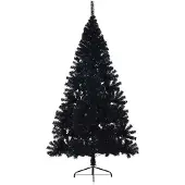 vidaXL Sapin de Noël artificiel pré-éclairé noir 210 cm PVC