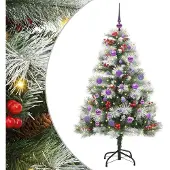 vidaXL Sapin de Noël artificiel Vert et blanc 150 cm