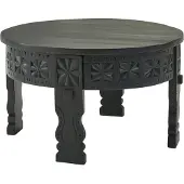 Wohnling Table basse design 60x36x60 cm table basse ronde en bois massif noir |