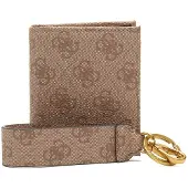 GUESS Hommes, Portefeuille, Set,, Vezzola, Textile Wallet, With 4G logo Keychain, GBOX SM BFLD W/, Beige