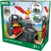 BRIO World - 33889 Grue et tunnel de montagne | Accessoire de train jouet 7 pices pour enfants | Jeu interactif | Bois certifi FSC | Parfait po