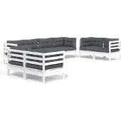 vidaXL Ensemble salon de jardin 8 pièces avec coussins pin massif