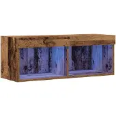 vidaXL Ensemble meuble TV avec éclairage LED, aspect bois ancien, 80 x 30 x 30 cm, aggloméré