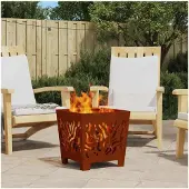 vidaXL Foyer marron 40 x 40 x 40 cm en acier résistant aux intempéries