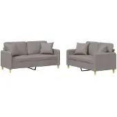 vidaXL Ensemble de canapés 2 pièces avec coussins Tissu Taupe