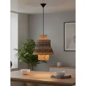 Nova Luce Suspension en rotin Mande bleu avec marron