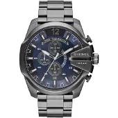 Diesel Montre à affichage analogique 'Mega Chief' bleu foncé / gris argenté