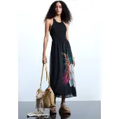 Desigual Robe vert / rose / noir / blanc
