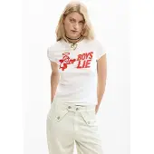 Desigual T-shirt 'Boys Lie' rouge / blanc