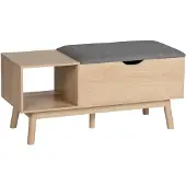 Wenko Banc d'entrée Edda avec coffre de rangement et niche ouverte - Gris et bois