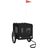 vidaXL Remorque pour vélo Chiens Noir Tissu Oxford & Fer