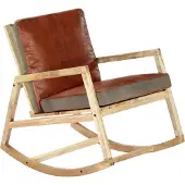vidaXL Chaise à bascule Marron Cuir véritable et manguier massif