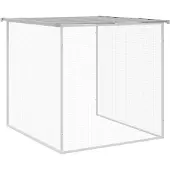 vidaXL Cage à poules avec toit gris clair 203x98x90 cm Acier galvanisé