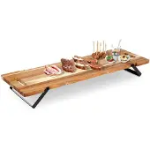 Excellent houseware Plateau à découper - - 67,5 x 19,3 x 7,5 cm - Bois - Pieds pliables - Marron