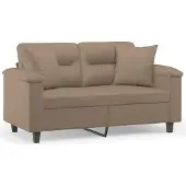 vidaXL Canapé 2 places avec oreillers cappuccino 120 cm similicuir