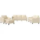 vidaXL Ensemble de canapés 3 pièces avec coussins Crème Tissu