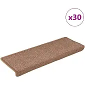 vidaXL Tapis d'escalier 30 pièces 65 x 21 x 4 cm Marron Bord rectangulaire