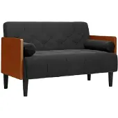 vidaXL Canapé deux places avec coussins cylindriques velours noir 110 cm