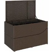 vidaXL Chaise longue pliante avec support et espace de rangement Marron Poly-Rattan