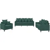 vidaXL ensemble de canapé 3 pièces avec coussins Vert foncé Velours