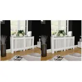 vidaXL Couverture de radiateur 2 pcs. Blanc MDF 152 cm