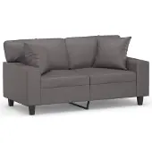 vidaXL Canapé 2 places avec oreillers gris 120 cm similicuir