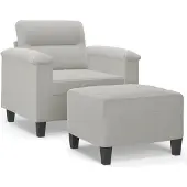 vidaXL Fauteuil avec pouf gris clair 60 cm Tissu microfibre