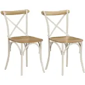 vidaXL Chaises à dossier croisé lot de 2 blanc bois de manguier solide247315