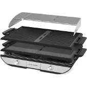 Riviera & Bar Combiné Plancha-Gril QPL700 2300 W Noir et Argent